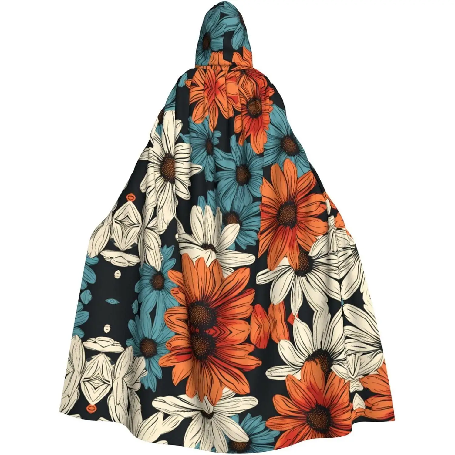 

artistic daisy floral Prints Hooded Cloak for Halloween Role-Playing and Costume Parties comic book exhibitions