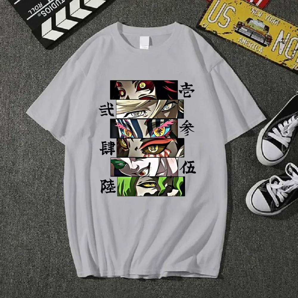 Letni T-Shirt Anime pogromca demonów z górnego księżyca T-Shirt z nadrukiem Anime Harajuku z krótka w stylu ulicznym rękawem modowa męska damskie