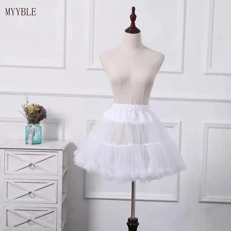 

Customized Girls Ruffled Short Petticoat Solid White Color Fluffy Bubble Tutu Skirt Puffy Half Slip Prom Crinoline Underskirt