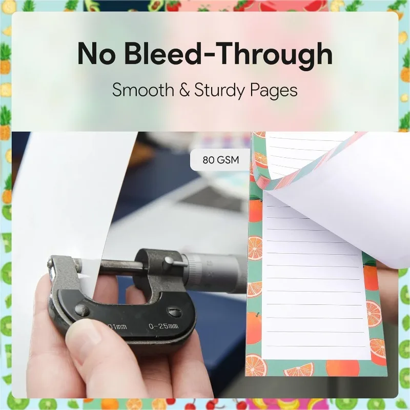 8 دفاتر ملاحظات مغناطيسية بتصميمات فواكه، 25 ورقة لكل منهما، للقائمة والتذكير