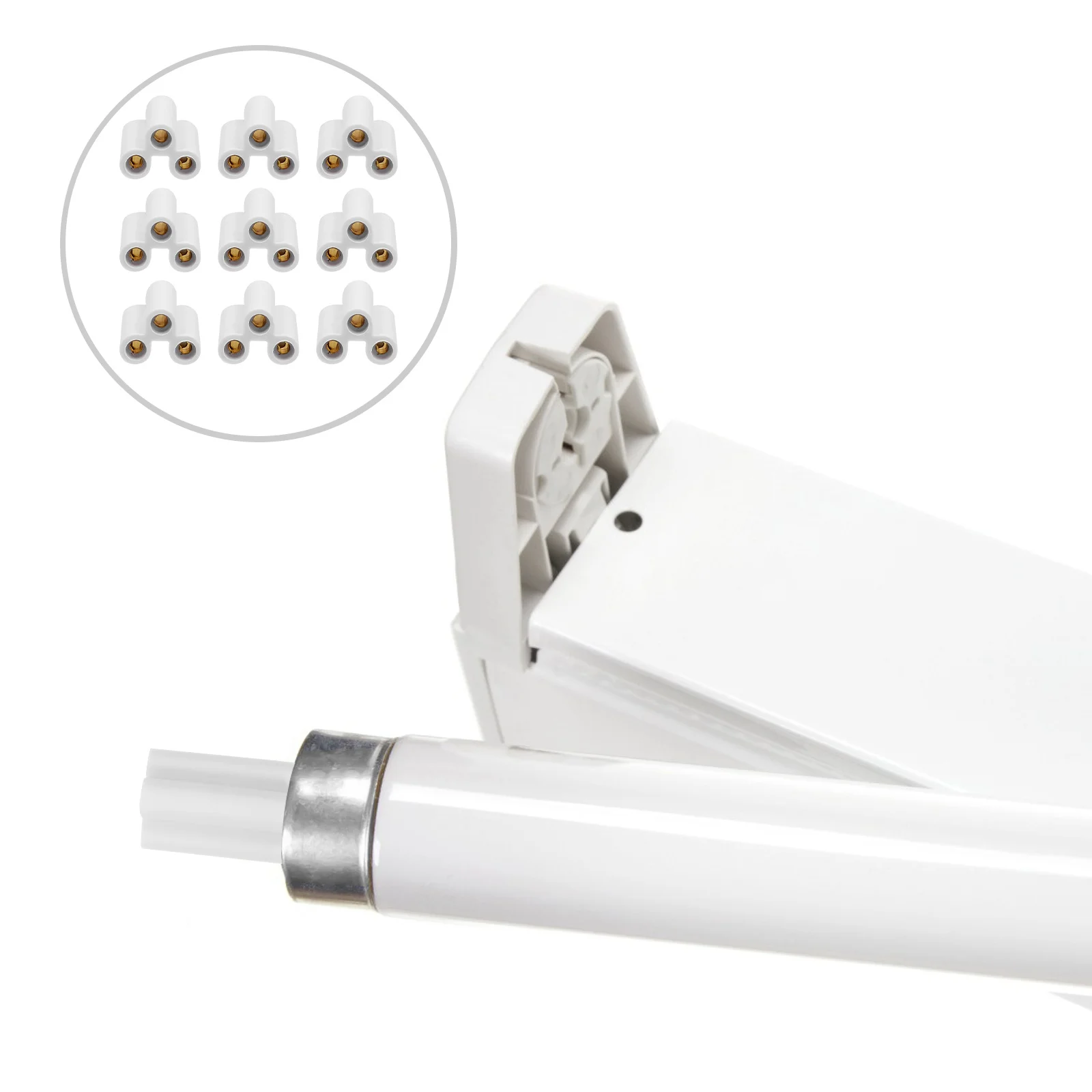 

20Pcs T5 LED Lamp Connector 21Mm PVC Housing Double End 3 Pin Female Plug for Ceiling Light Strip Extension and Installation