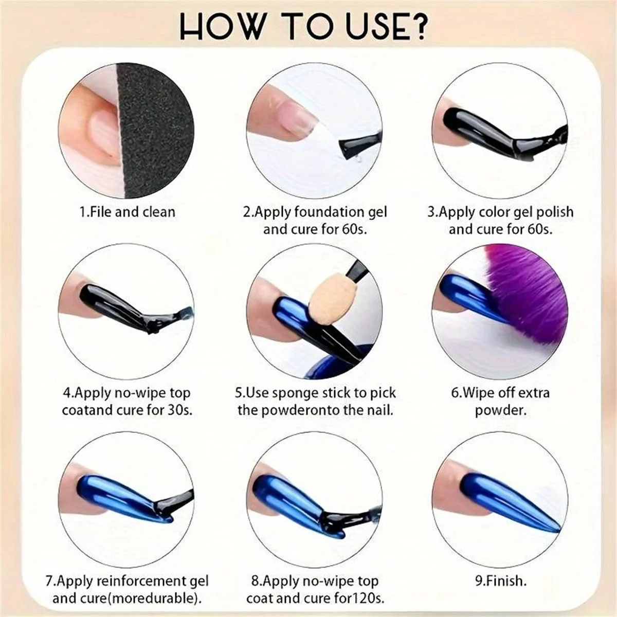 1 ชุด 6pcs Magic Mirror Powder โครเมียมเล็บผง 3D Holographic Aurora Pearl Gradient Rainbow Nail Art Creation DIY Y2K