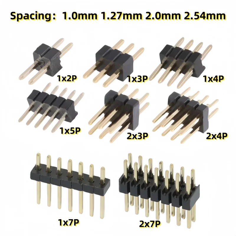 10 sztuk 1.0mm 1.27mm 2.0mm 2.54mm głowica pinowa dwurzędowy męski 1/2 ~ 40P złączka płytka drukowana Pinheader 1*2/2P 4P 6-40p