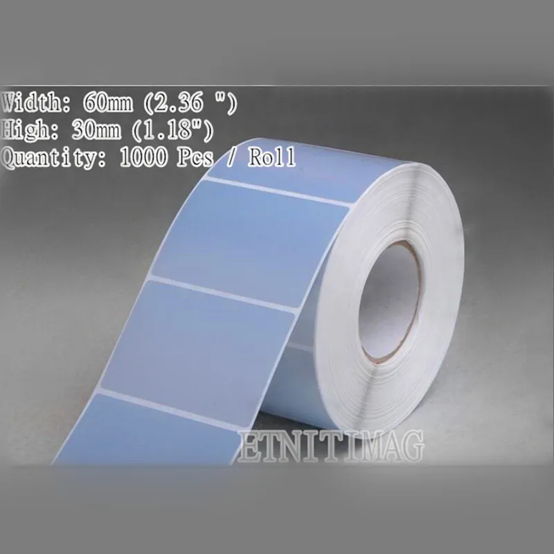 2 Pk(1000 Pcs/Rollx2) verschiffen Label Aufkleber 60x30mm Blank Silber PET-label Für Thermische transfer seriennummer bar code druck