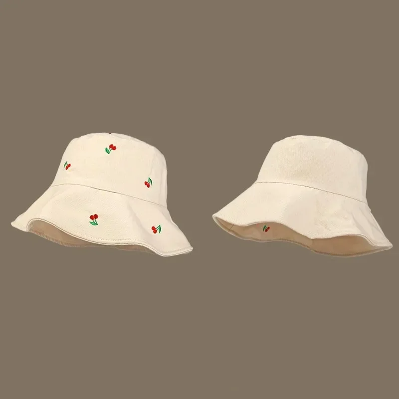 Embroidery Double Sided Summer Outdoor Women Girls Fashion Designer Bucket Street Outdoor Cap