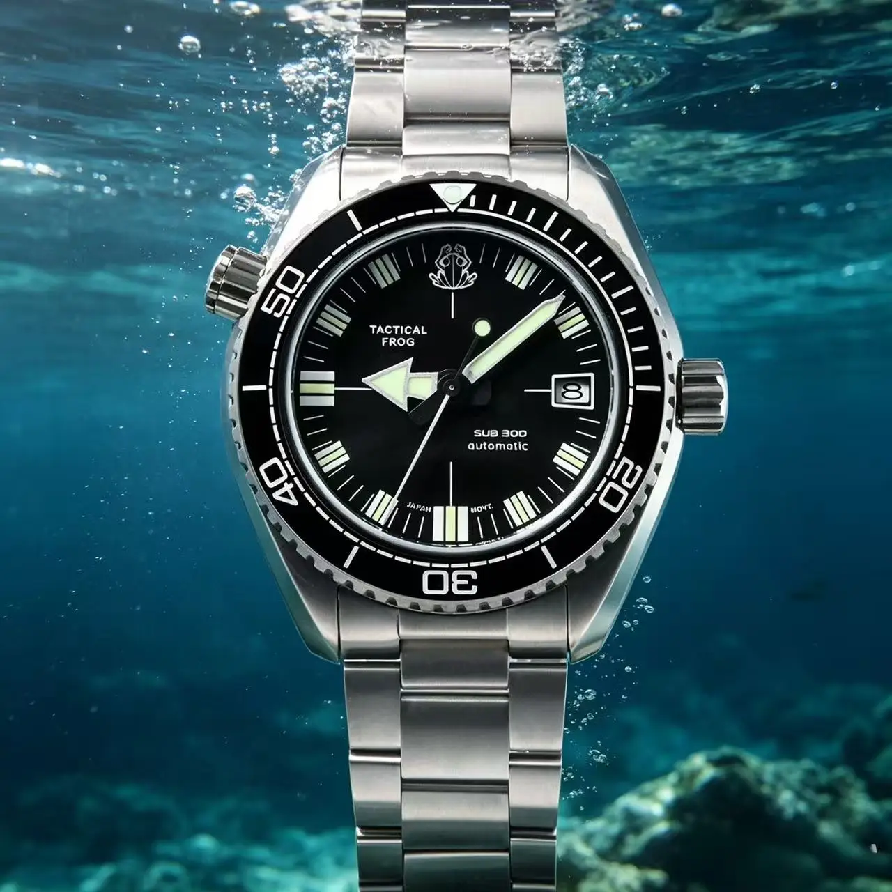 Tactical Frog New Men Automatic Watch 41mm Mechanical Wristwatch Titanium Dive 200M Waterproof C3 Luminous Sapphire Mirror NH35