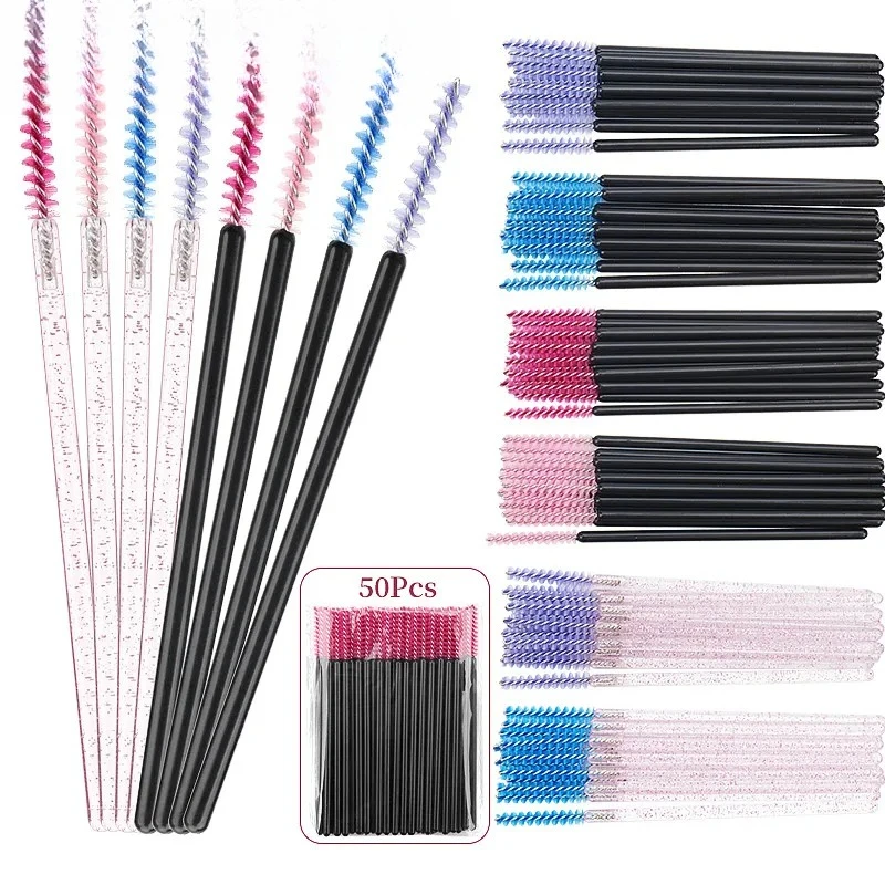 50 個使い捨てメイクブラシまつげマイクロブラシマスカラワンド化粧品アプリケーター眉毛マイクロブラシまつげエクステンション用品