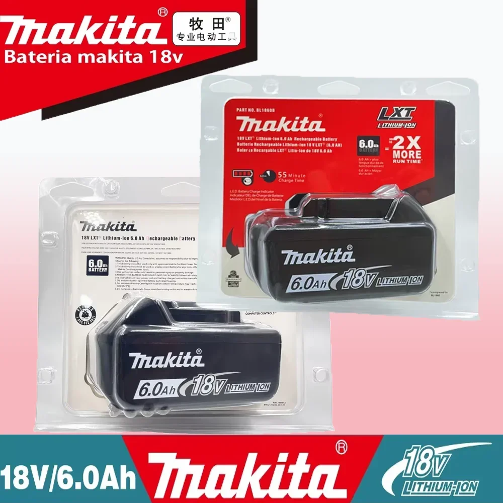 

For Makita 18V Battery 6Ah BL1850B Li-ion Replacement Battery BL1850 BL1860B BL1860 BL1840B BL1830B BL1830 LXT-400 RU