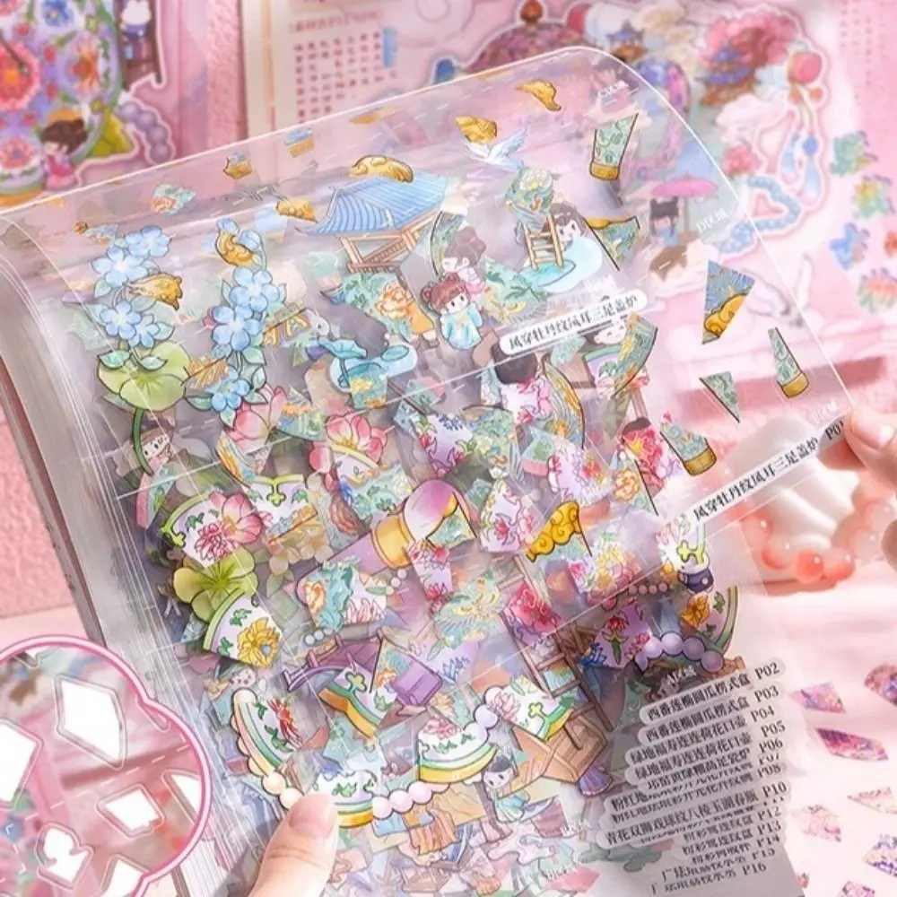 

New Chinese Style Landscape Stickers Creative Design No-Cut Stickers Cultural Relics Restoration Glue-bound Book