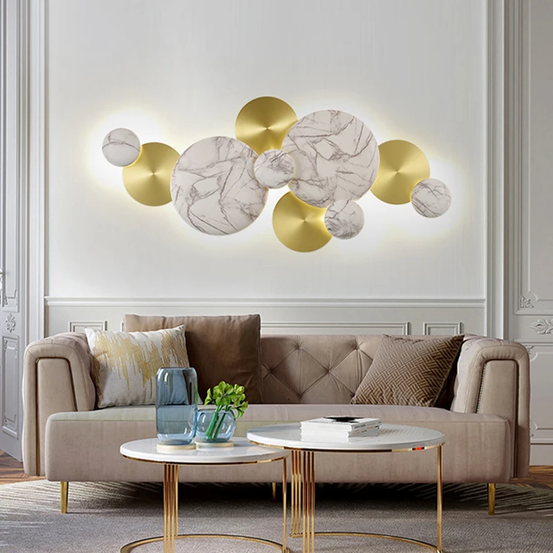 Modern Home Decoration Living Room Wall Lamp Art Light Luxury Metal Wall Sconce Hotel Villa Background Led Lights Mirror Lampe