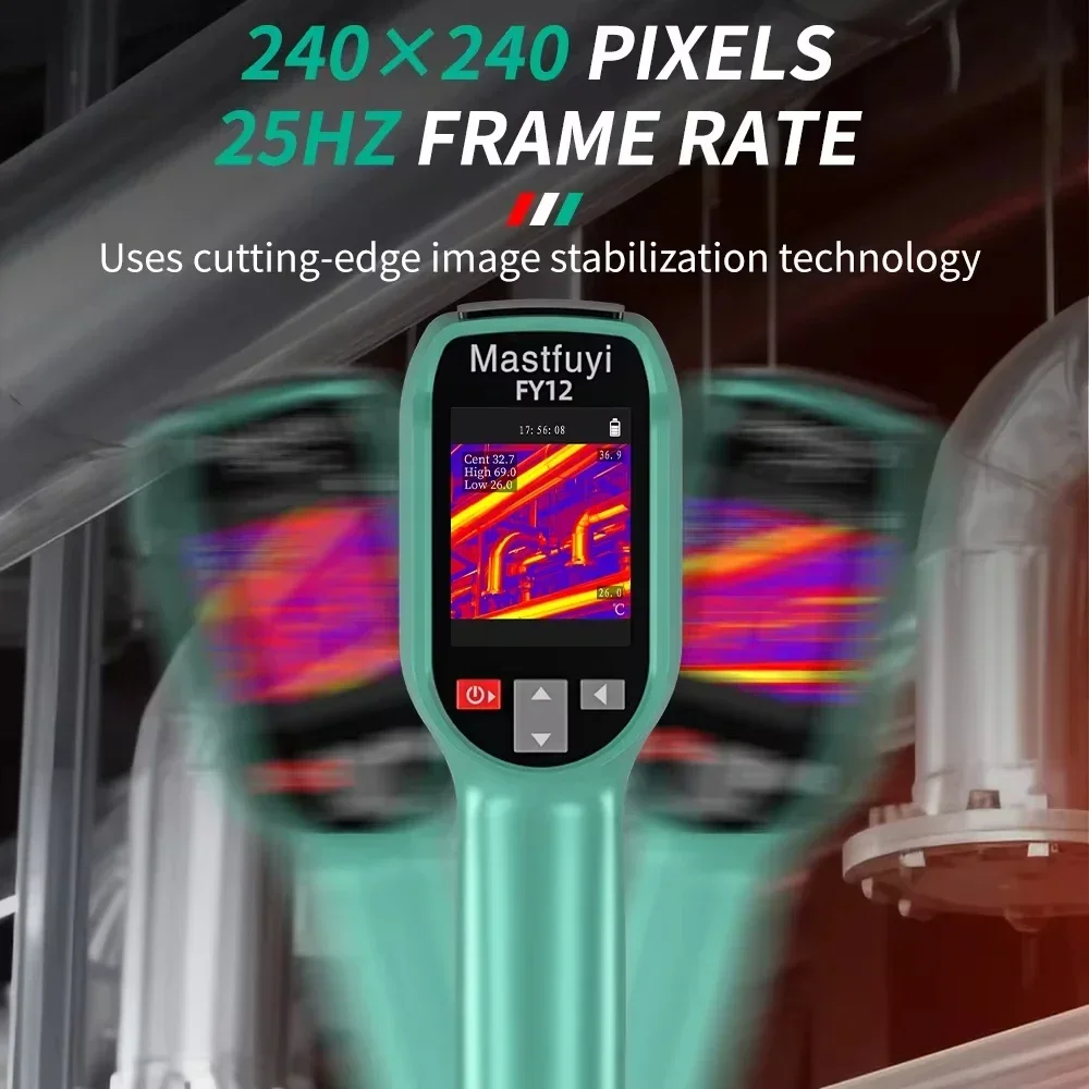 MASTFUYI FY12 Infrared Thermal Imager 240240 Pixels, 15 Color Palettes, Ideal for Repair, PCB and Pipeline Detection - Handheld