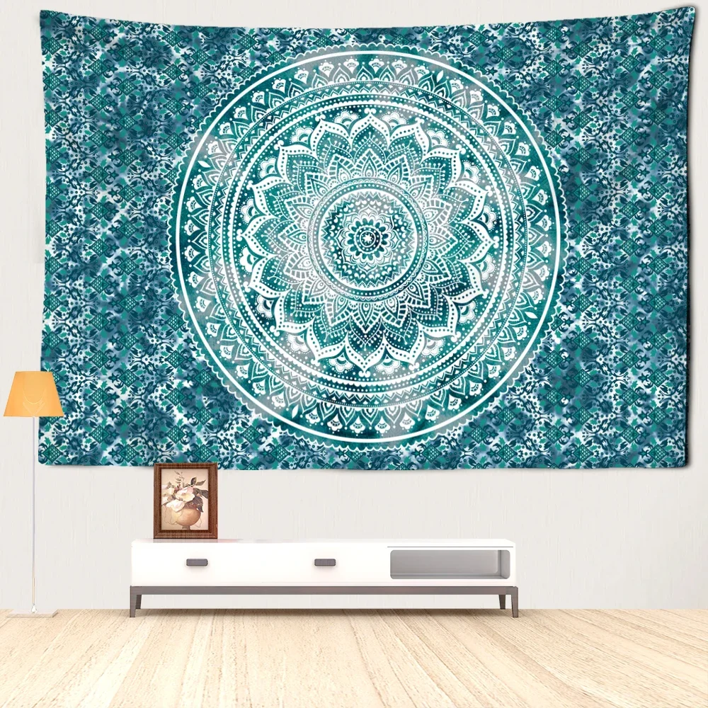 Dark Blue Pattern Mandala Tapestry Wall Hanging Bohemian Abstract Art Mysterious Witchcraft Living Room Home Decor