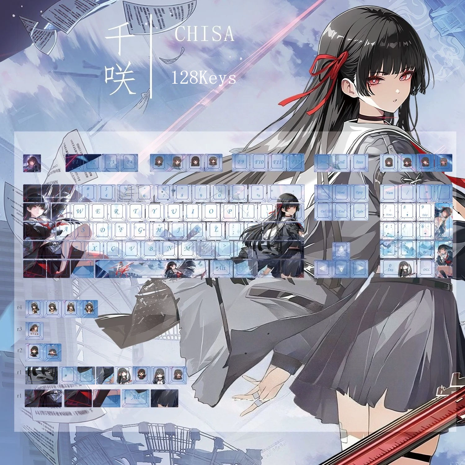 

MAIMOOO Anime Keycaps Wuthering Waves Chisa Cartoon Personalized Game Keycap Cherry Profile PBT Custom Mechanical Keyboards Caps