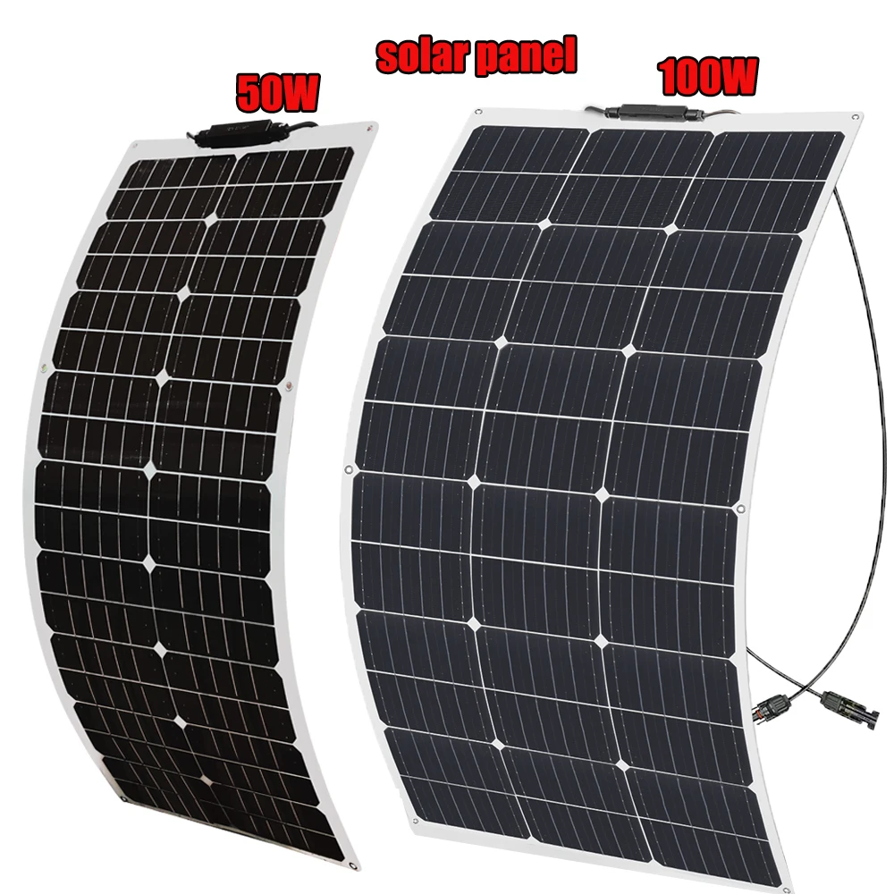 

XINPUGUANG Solar Panel 50W 100W 150W 200W 300W 400W Flexible Monocrystalline Solar Cell 1000w 12V Battery Charger