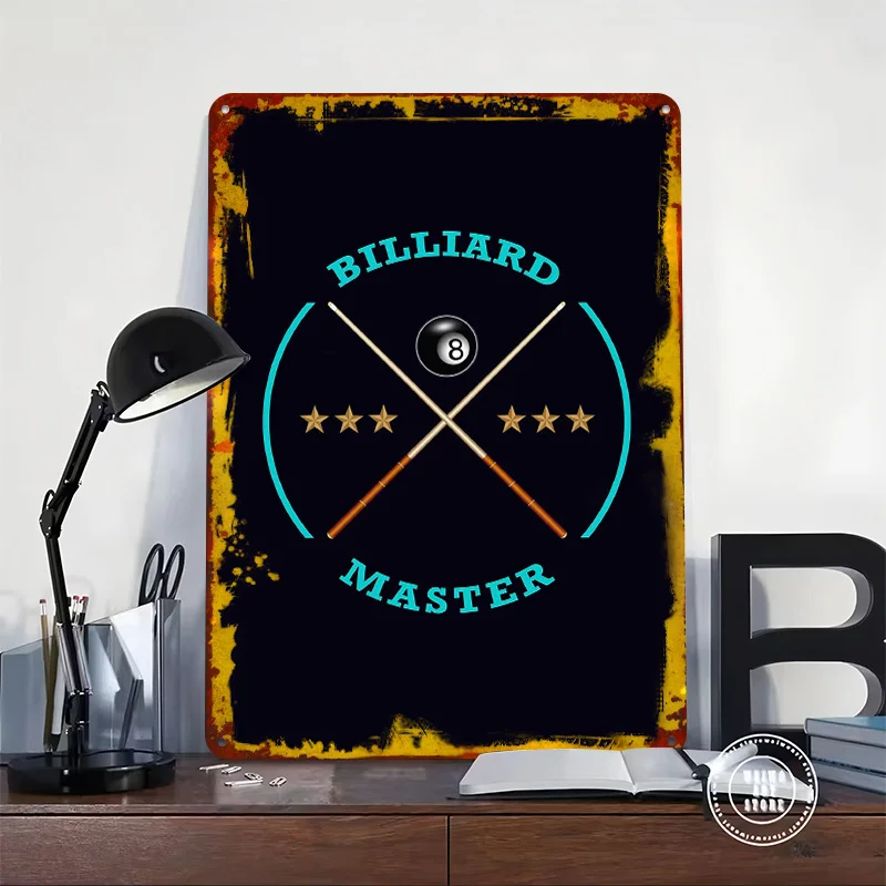 MASTER BILLIARD Metal Poster Custom Wall Art Retro Vintage Tinplate Signs for Man Cave Bedroom Decoration Room Coffee Bar Decor