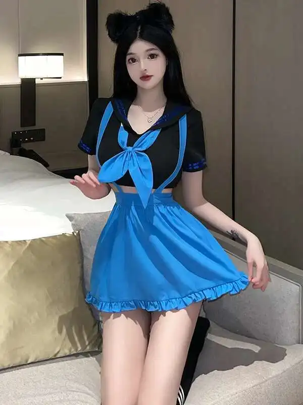 الحلو لطيف فتاة فستان قصير تي شيرت مثير أكاديمية نمط طالب فتاة موحدة الرغبة النقية النساء الملابس فستان أنيق الكورية B5SF