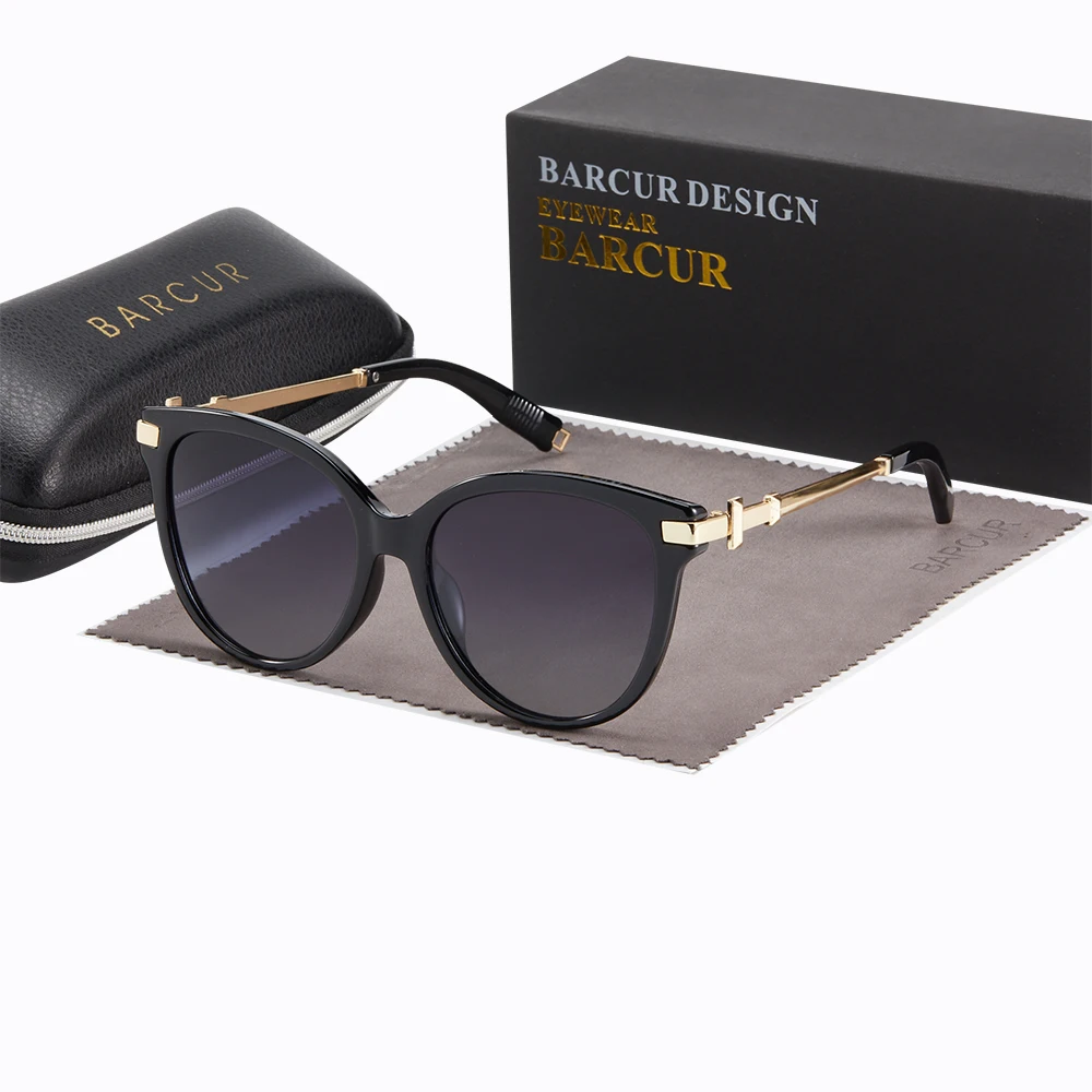 BARCUR Occhiali da sole da donna squisiti, lussuosi ed eleganti, montature Cat Eye, confezione del marchio Best Friend resistente ai raggi UV
