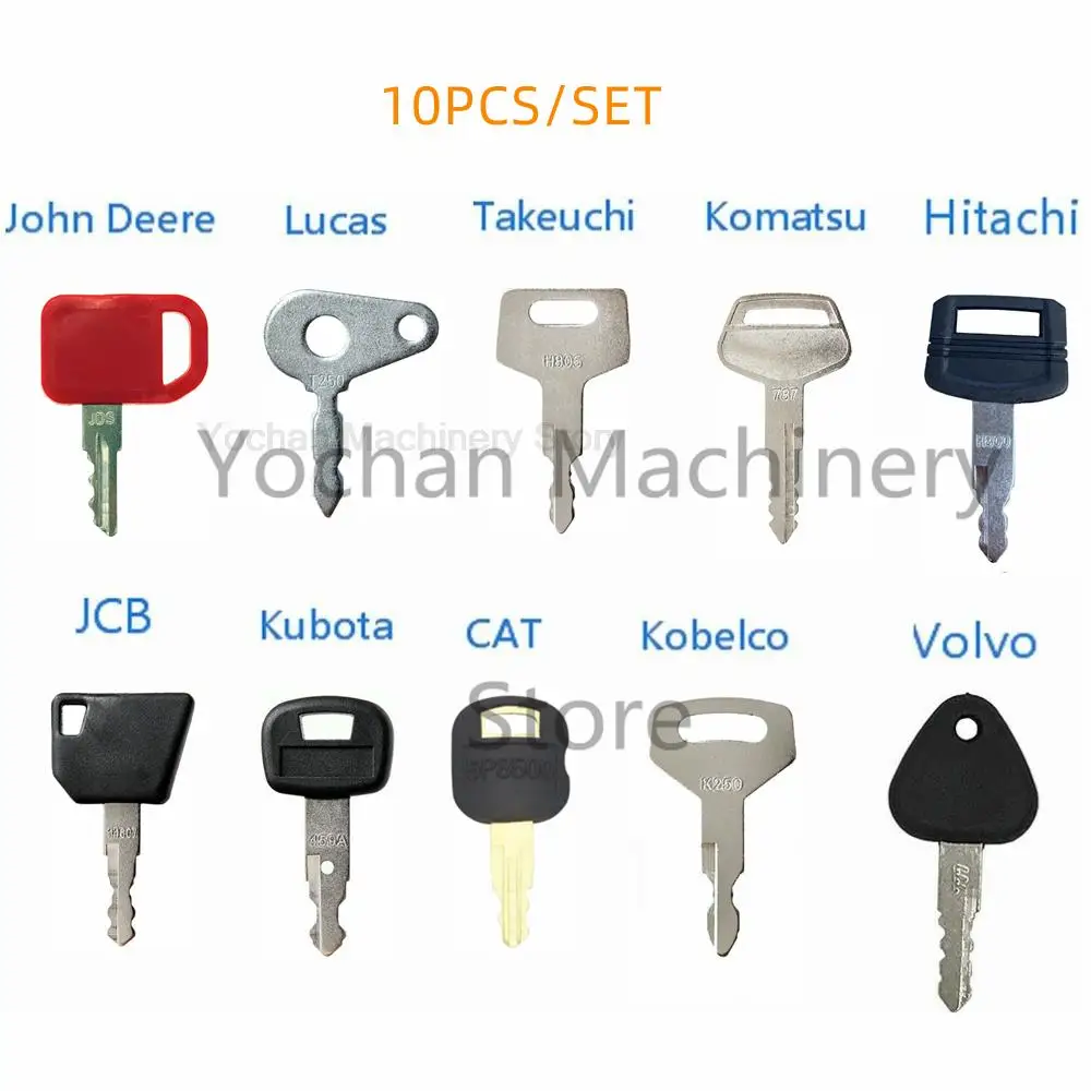 

10 key Machinery Master key Set For Hitachi Kubota Komatsu Kobelco Agricultural Machinery Digger Plant Dumper Dozer Roller SP