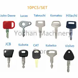 10 key Machinery Master key Set For Hitachi Kubota Komatsu Kobelco Agricultural Machinery Digger Plant Dumper Dozer Roller SP