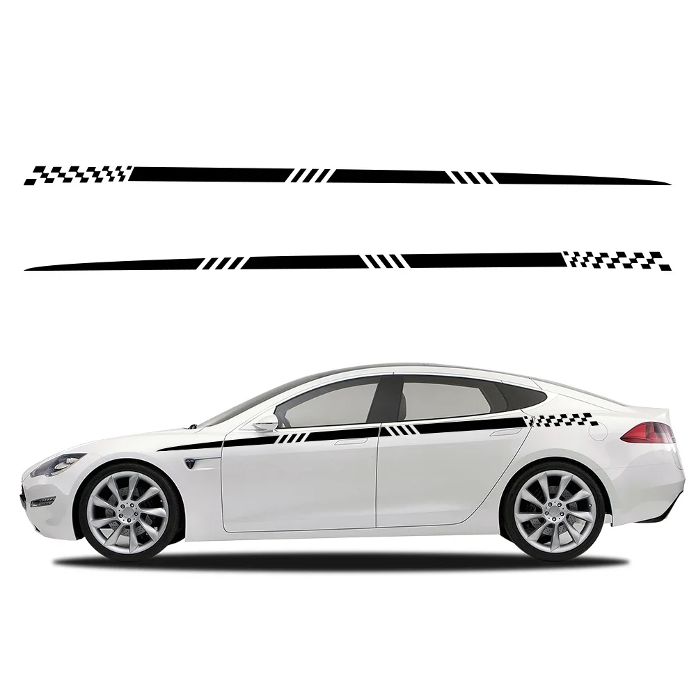 

Universal Long Strip Racing Style Car Side Door Stickers Cool Vinyl Film Decals Car Decoration Accessories Fit All Models