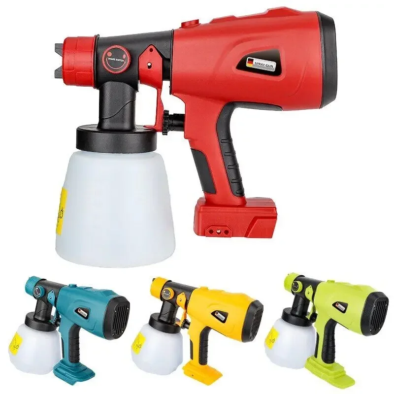 800ML Electric Spray Gun Cordless Paint Sprayer Coating Airbrush Compatible For Makita Bosch DeWalt Milwaukee Ryobi 18V Battery