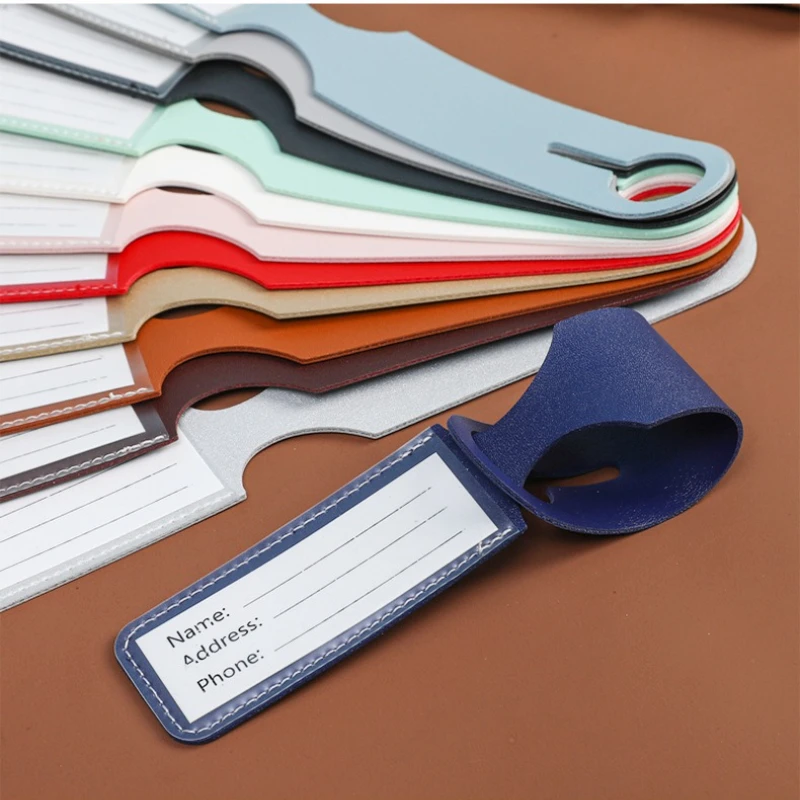 

Fashion Cute Luggage Tag PU Anti Loss Travel Luggage Tag Solid Color Luggage Tags Suitcase Tag ID Name Label Travel Accessories