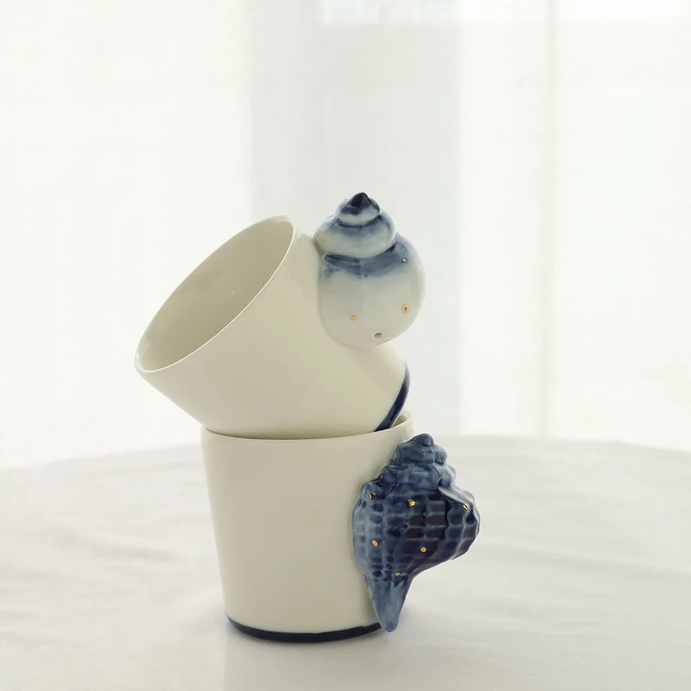 Hot Sale Conch Shaped Ceramic Mug Home 3D Stereo Coffee Milk Water Cup Creative Nordic Mugs Home Kitchen Breakfast Cups