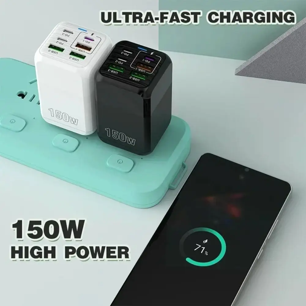 

USB A+C 150W Quick Charger Plug EU/US/UK 6 Ports Phone Charger Wall Adapter Fast Charging PD QC3.0 USB C Charger Universal