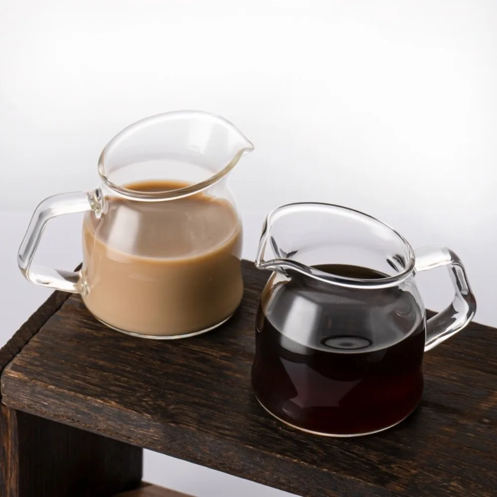 Heat Resistant Glass Milk Cup 100/150ml with Slanted Spout Western Dining Condiment Pot Syrup Dispenser Transparent