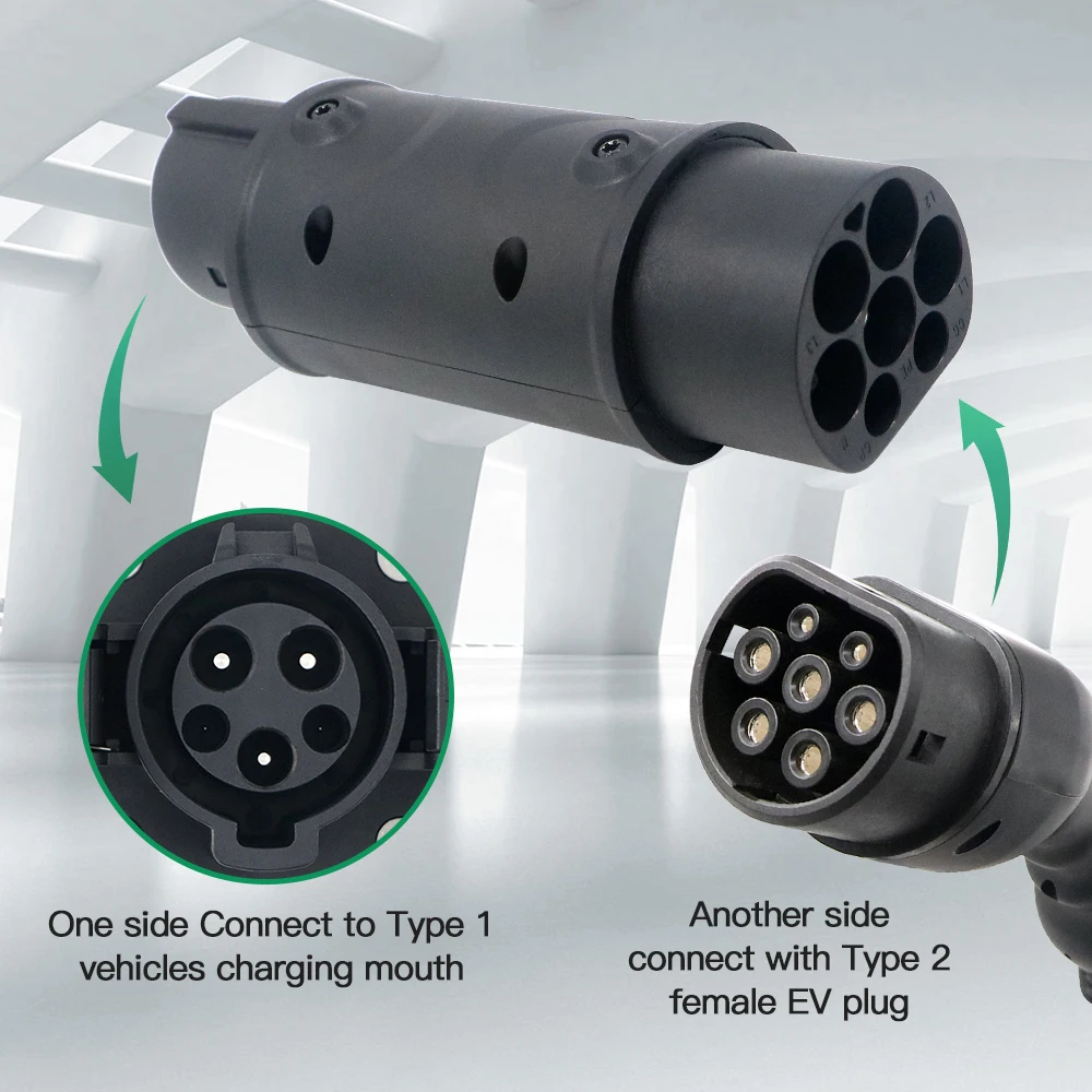 Adaptateur de chargeur Chiefleed EV 32A 7.2KW Type 2 à Type 1 IEC-62169 à SAE J1772 Chargement NACS EleaccelerVehicle Hybrid Vope1 Car