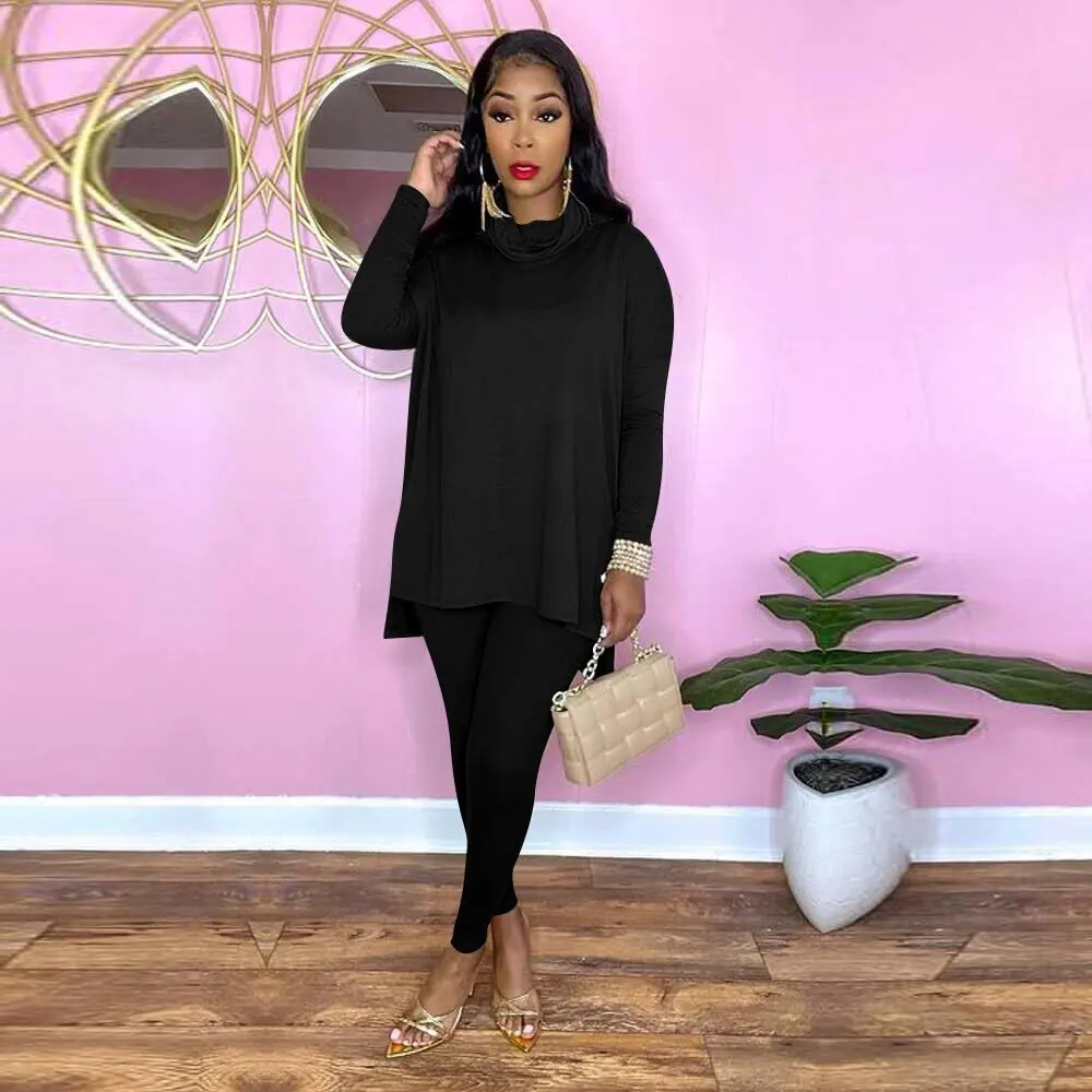 

Two Piece Pant Sets Women Pencil Pants Casual Spliced O Neck Tops Slim Fit Long Sleeve Solid Skinny Suits Lady Splice Autumn