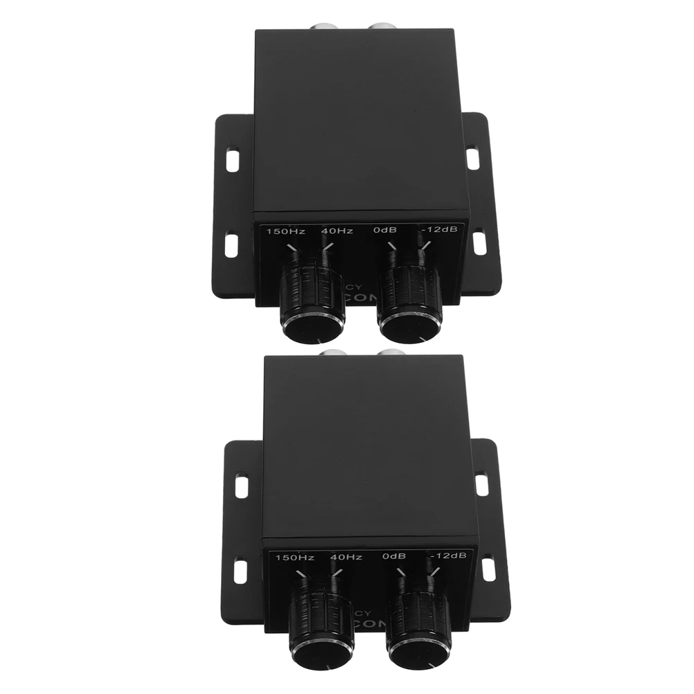 

2pcs Car Regulator Bass Amplifier Level Controller Knob Amplifier Volume Level Controller for Vehicle Speaker RCA
