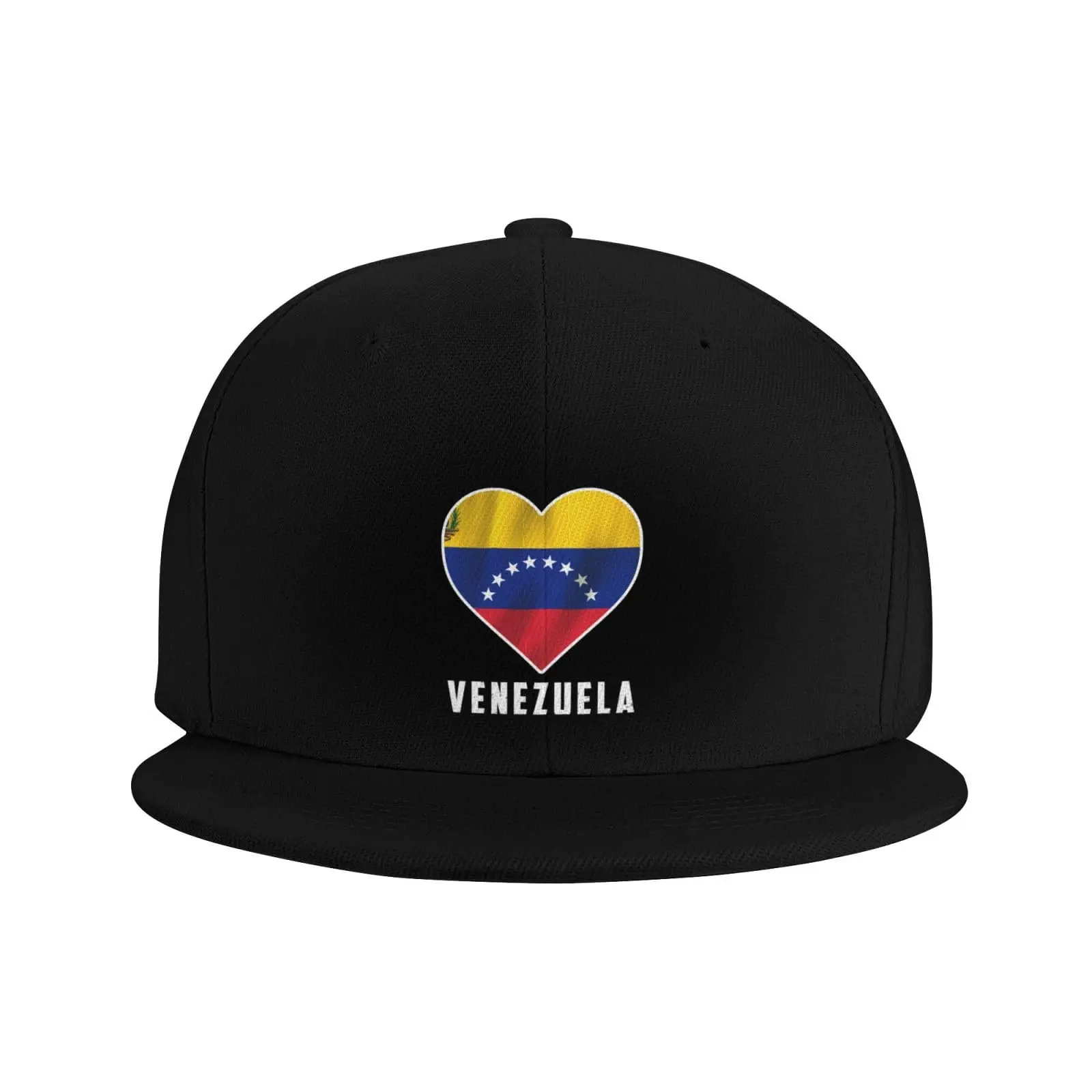 Venezuela Map with Flag Hat Casual Fashion Flat Bill Baseball Cap Adjustable Trucker Hats for Men and Women Black