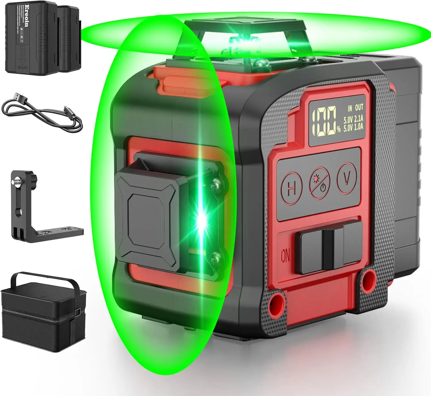 

8-Line Green Laser Level 2×360° Self-Leveling Tool, 200ft 2D Cross Line for Construction & Hanging