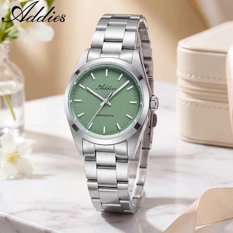 ADDIES 31mm Women Watches Miyota 2035 Quatz Sapphire Crystal Steel Watch Business 50m Waterproof Luminous Ladies Wristwatch Gift