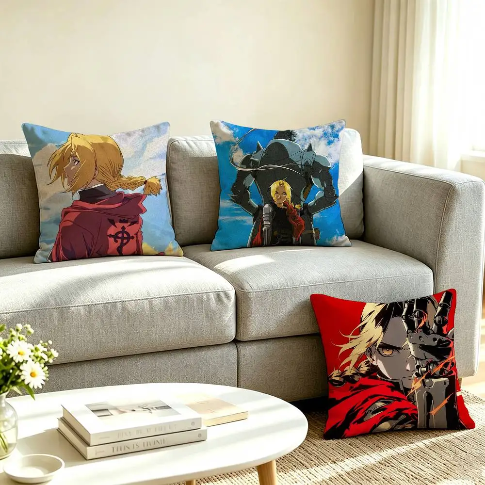 E-Edward Elric F-Fullmetal Alchemist  Square Double-Sided printed Pillow Case Bedroom Bedside Pillow Sofa Cushion Cover