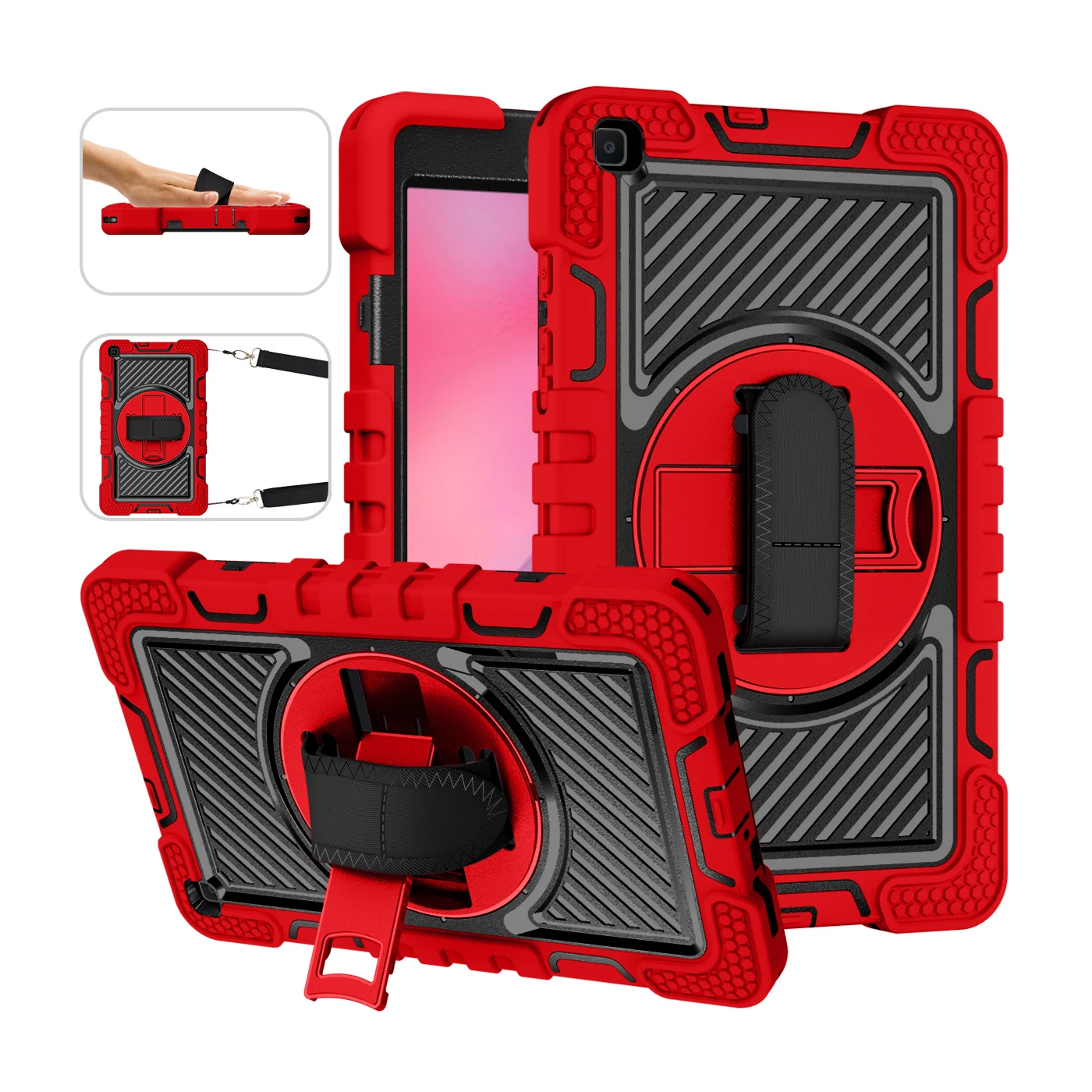 

For Samsung Galaxy Tab A 8.0 SM-T290 SM-T295 360 Rotating Case Kids Safe Cover With Hand Shoulder Strap 3-Layers Protection Capa