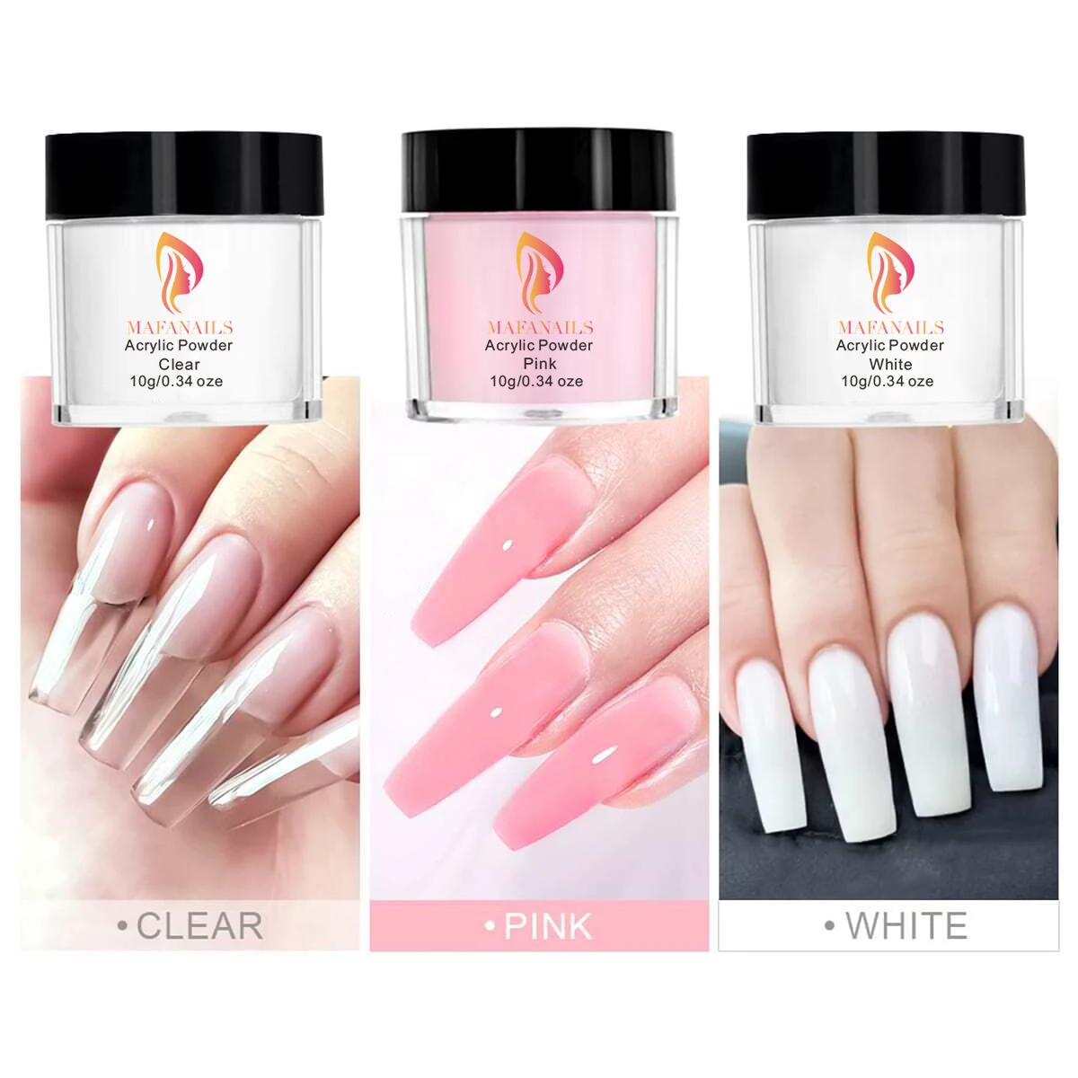 8pc/Set Acrylic Powder and Acrylic Liquid Monomer 10gClear Pink White Acrylic Powder with Nail Brush For Nails Extension Carving