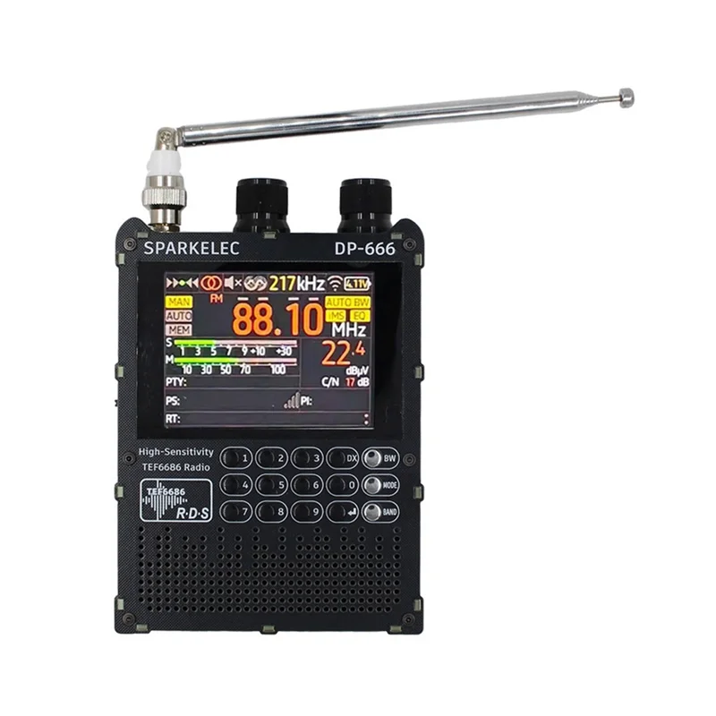 ABZW TEF6686 Radio de alta sensibilidad banda completa FM AM LW MW SW onda corta pantalla táctil IPS de 2,8 pulgadas con antena