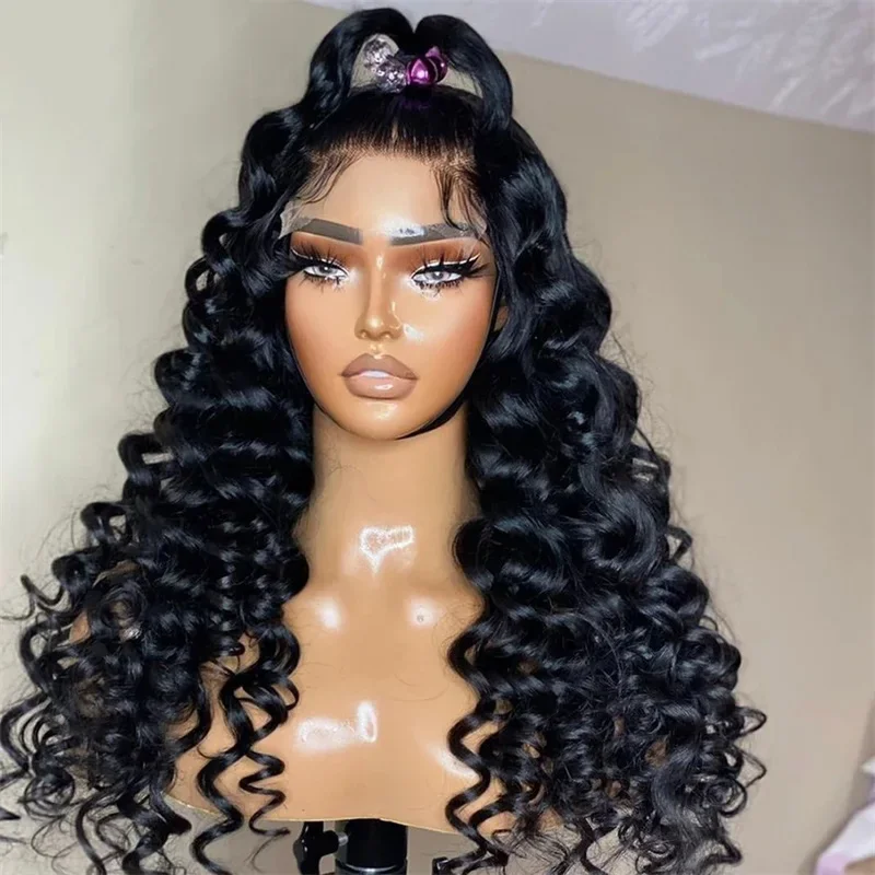 Black Deep Wave Long 30inch 5x5 Silk Base Jewish Human Hair Wig With Baby Hair HD Lace European Hair Preplucked Glueless