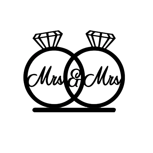 

Acrylic Cake Topper 14 5x14 5cm Black Color Stunning MRS MRS Rings Shape Birthday Wedding Anniversary
