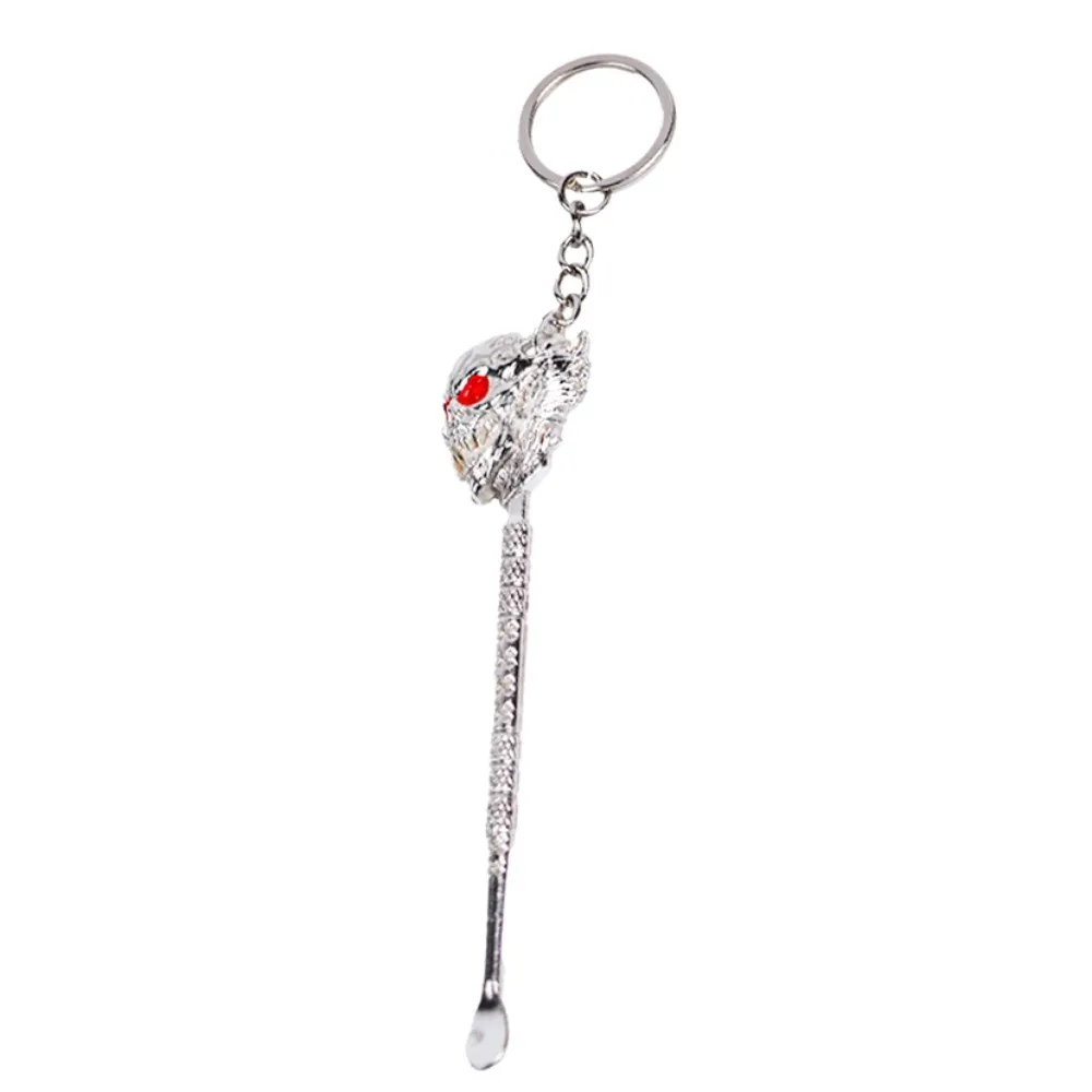 11.8cm Fantasy Skull Head Metal Oil Spoon Smoking Accessory Portable Keychain Pendant Multipurpose Decor Gift view 6