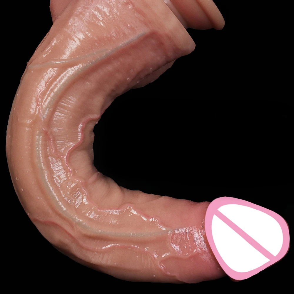 3 Colors Realistic Huge Dildo Soft Double Silicone Long Penis Thick Fake Cock Man Female Masturbator Suction Cup Anal Sex Toys - view 2