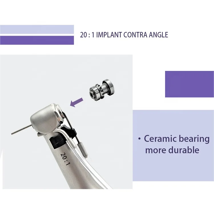 치과 임플란트 20:1 콘트라 앵글 수술용 핸드피스, 스테인리스 스틸 저속 핸드피스, 콘트라 앵글 치과 기구