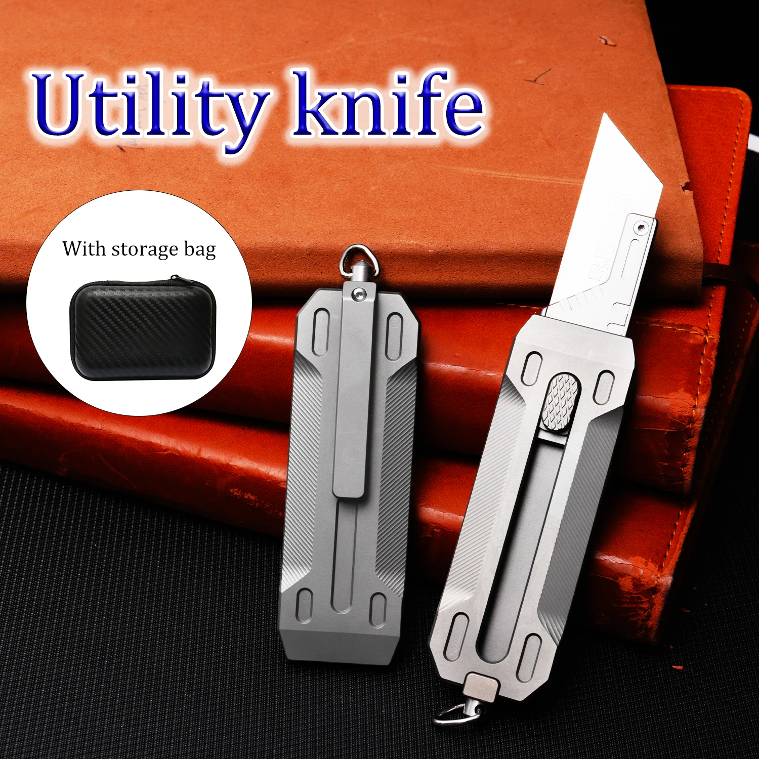 Titanium Alloy Utility Knife SK5 Sharp Blade Outdoor Practical Tools Selfinsurance Broken Window With Storage Bag