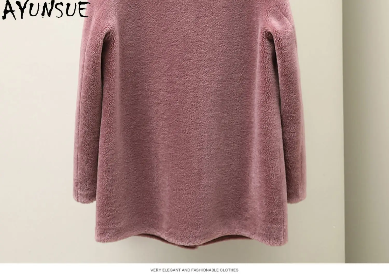 معطف فرو صوف 100% من AYUNSUE للنساء 2025 ملابس شتوية بياقة من فرو الثعلب معاطف قص الأغنام للنساء من الفرو المركب