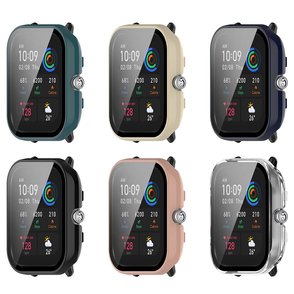 PC Case+Glass for Huami Amazfit GTS 4 GTS 4 Mini Smart Watch Bumper Protective Cover for Huami Amazfit Bip 5 3 Pro Accessories