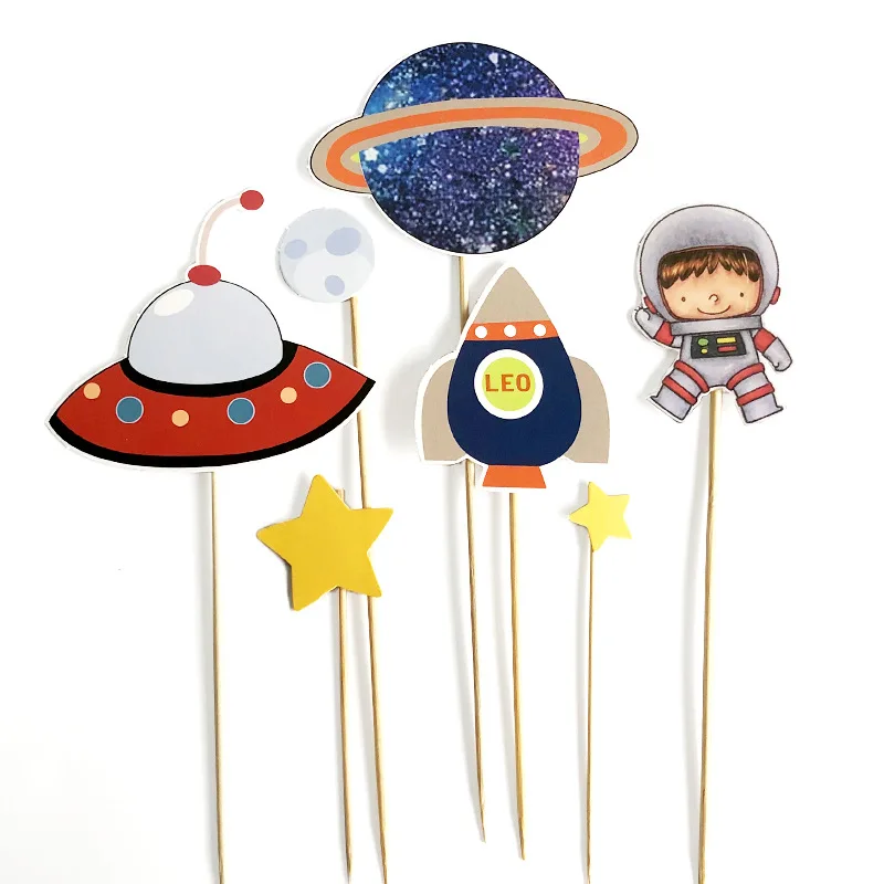 Outer Space Theme Cake Topper Space Planet Astronaut Cake Decoration For Birthday Party Decorations Kids Gifts Baby Shower