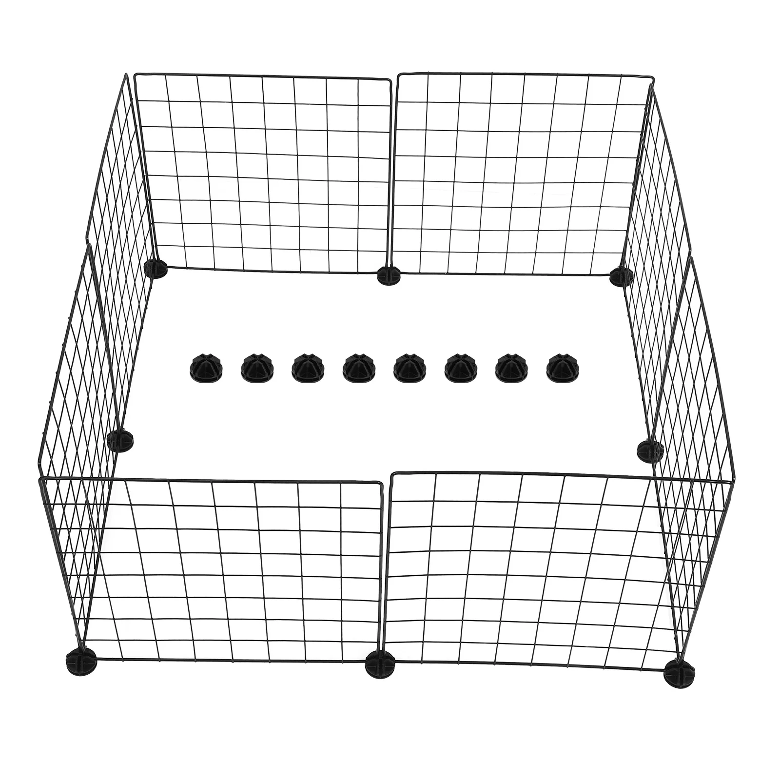 

8pcs Small Animal Fence Large Design Adjustable Size Portable Playpen Rabbit Guinea Pig Cage Black Color Wire Grid Panel Pet