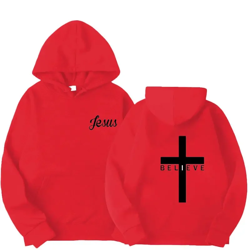 

Мужская толстовка с принтом Believe Cross Jesus, мужская кружевная толстовка с капюшоном в стиле Харадзюку, весенне-осенняя толстовка с капюшоном, уличная одежда
